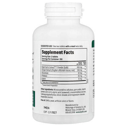 Kyolic, Aged Garlic Extract™, Cleanse & Digestion, Formula 102, 200 Veggie Tablets
