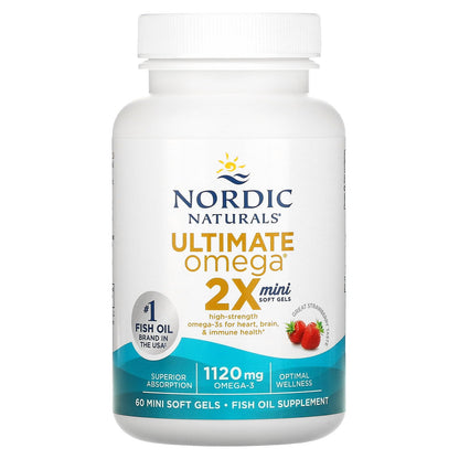 Nordic Naturals, Ultimate Omega 2X, Strawberry, 1,120 mg, 60 Mini Soft Gels (560 mg per Soft Gel)