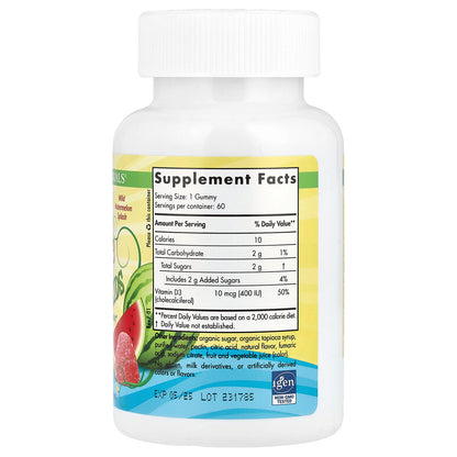 Nordic Naturals, Kids Vitamin D3 Gummies, Wild Watermelon Splash, 400 IU, 60 Gummies