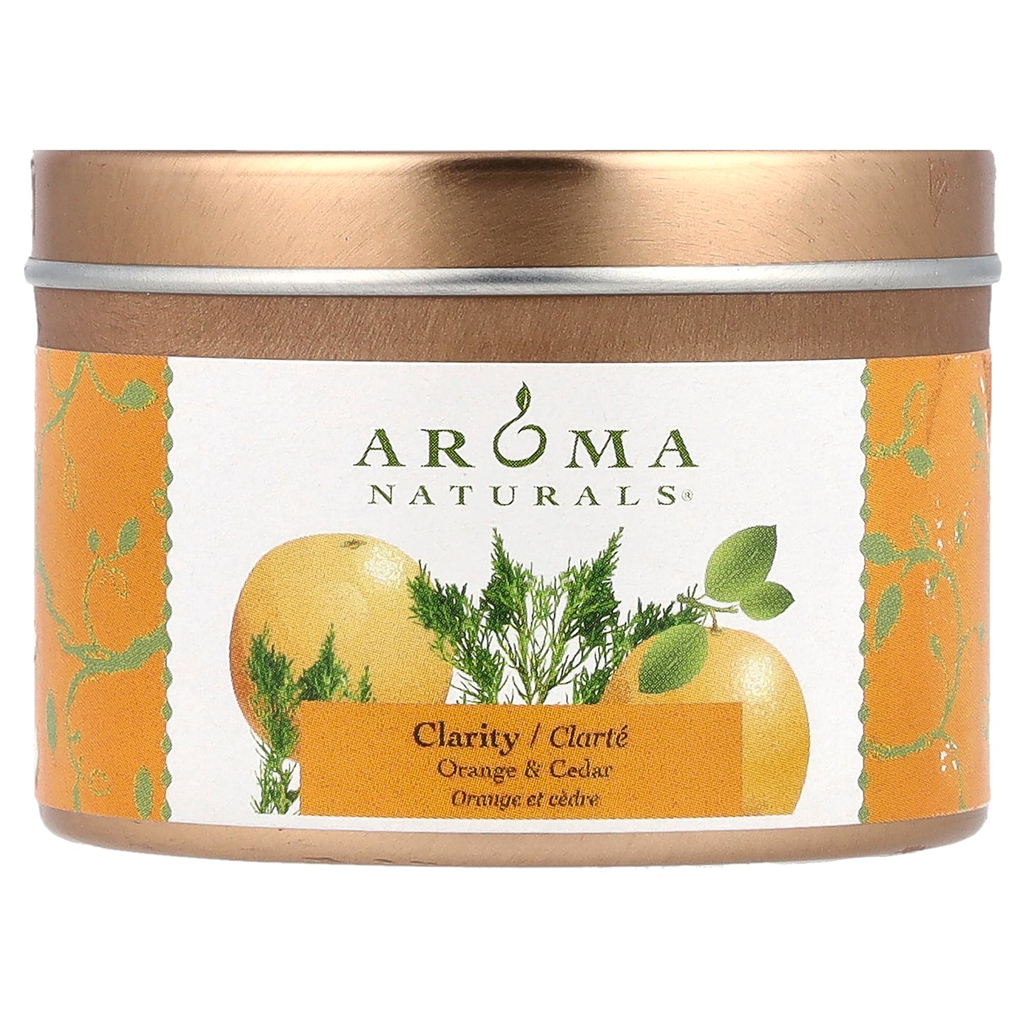 Aroma Naturals, Soy VegePure®, Travel Tin Candle, Clarity, Orange & Cedar, 2.8 oz (79.38 g)