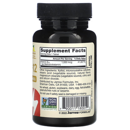 Jarrow Formulas, Methyl B-12, Lemon, 1,000 mcg, 100 Chewable Tablets