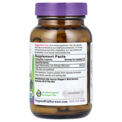 Oregon's Wild Harvest, Organic Marshmallow, 90 Organic Vegan Capsules (425 mg per Capsule)