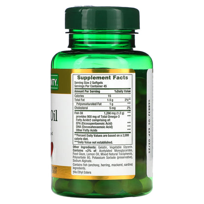 Nature's Bounty, Odor-Less Mini Fish Oil, 1,290 mg, 90 Mini Coated Softgels (645 mg per Softgel)