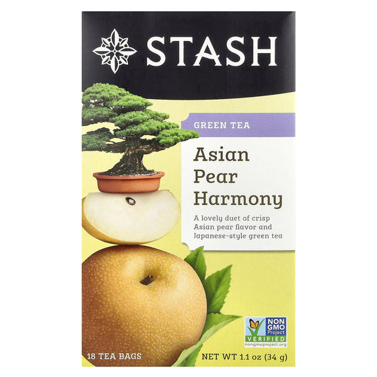 Stash Tea, Green Tea, Asian Pear Harmony, 18 Tea Bags, 1.1 oz (34 g)