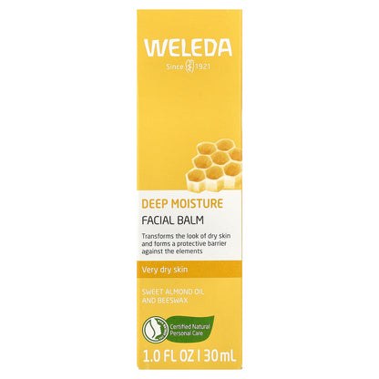 Weleda, Deep Moisture Facial Balm, Sweet Almond Oil and Beeswax , 1 fl oz (30 ml)