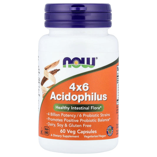 NOW Foods, 4x6 Acidophilus, 60 Veg Capsules