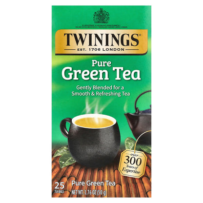 Twinings, Pure Green Tea, 25 Tea Bags, 1.76 oz (50 g)