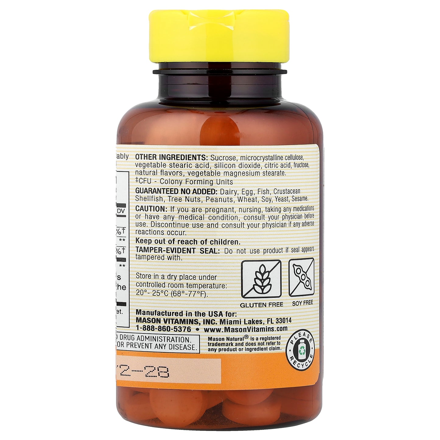 Mason Natural, Chewable Probiotic Acidophilus & Bifidus, Strawberry, 100 Wafers (34 mg per Wafer)