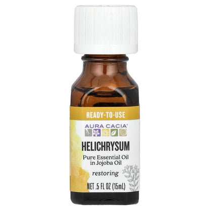 Aura Cacia, Pure Essential Oil in Jojoba Oil, Helichrysum, 0.5 fl oz (15 ml)