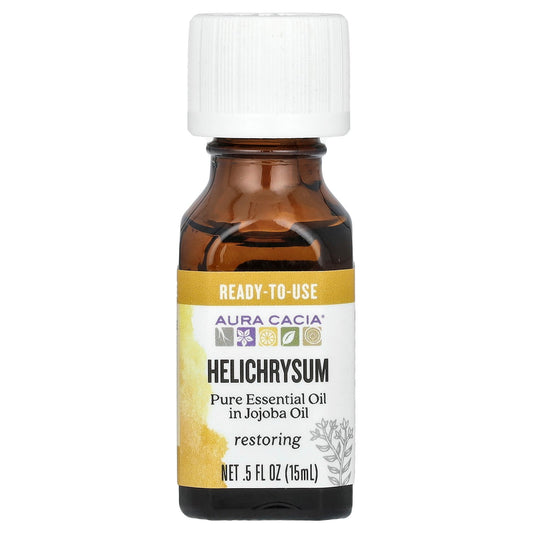 Aura Cacia, Pure Essential Oil in Jojoba Oil, Helichrysum, 0.5 fl oz (15 ml)
