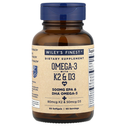 Wiley's Finest, Omega-3 With K2 & D3, 60 Softgels
