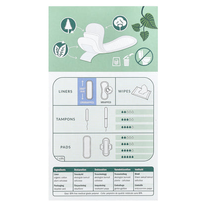 Natracare, Panty Liners, Organic Cotton Cover, Mini, 30 Liners