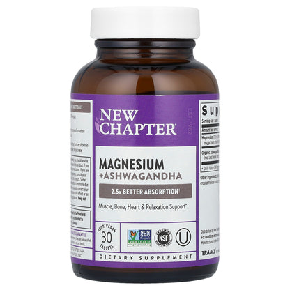 New Chapter, Magnesium + Ashwagandha, 30 Vegan Tablets