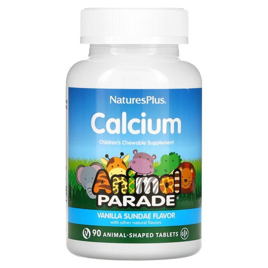 NaturesPlus, Animal Parade, Calcium, Children's Chewable Supplement, Vanilla Sundae, 90 Animal-Shaped Tablets