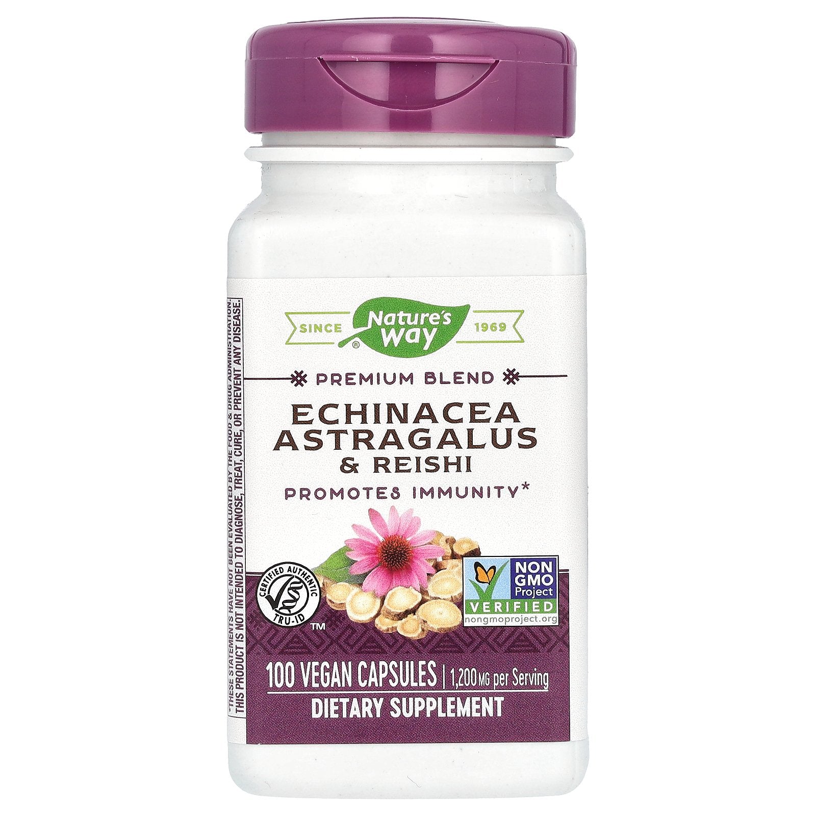 Nature's Way, Echinacea Astragalus & Reishi, 1,200 mg, 100 Vegan Capsules (400 mg per Capsule)