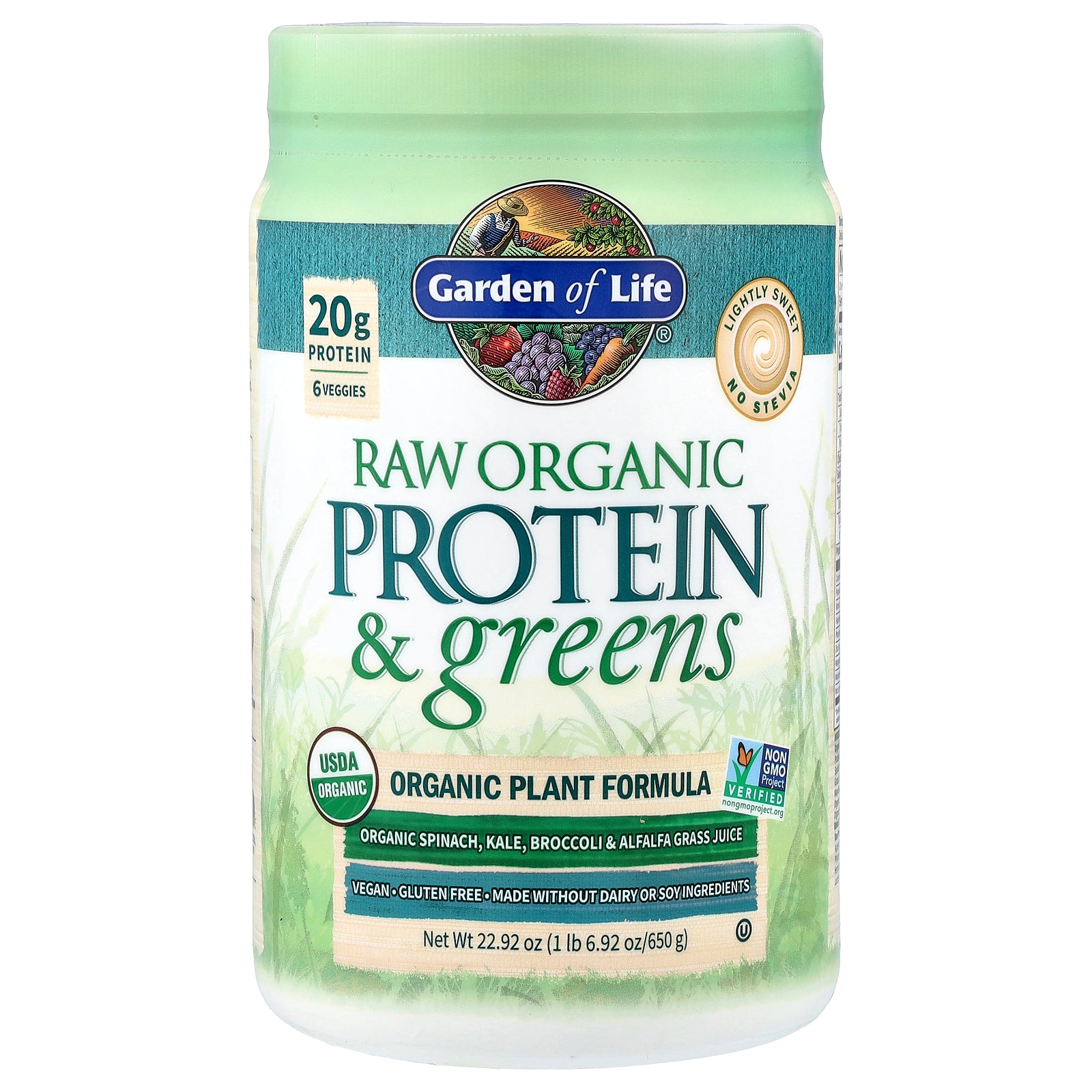 Garden of Life, Raw Organic Protein & Greens, Lightly Sweet, 1 lb 6.92 oz (650 g)