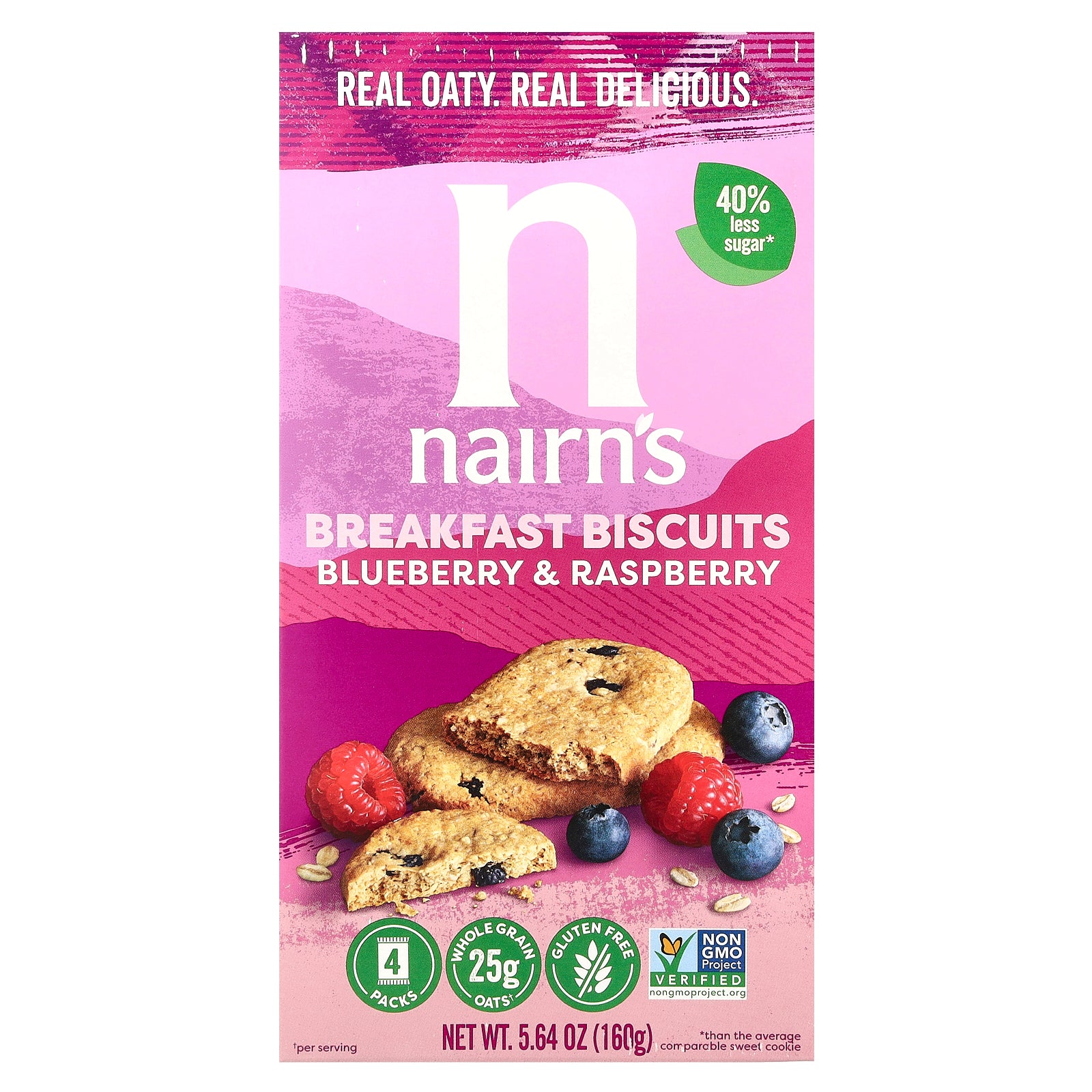 Nairn's, Breakfast Biscuits, Blueberry & Raspberry, 5.64 oz (160 g)
