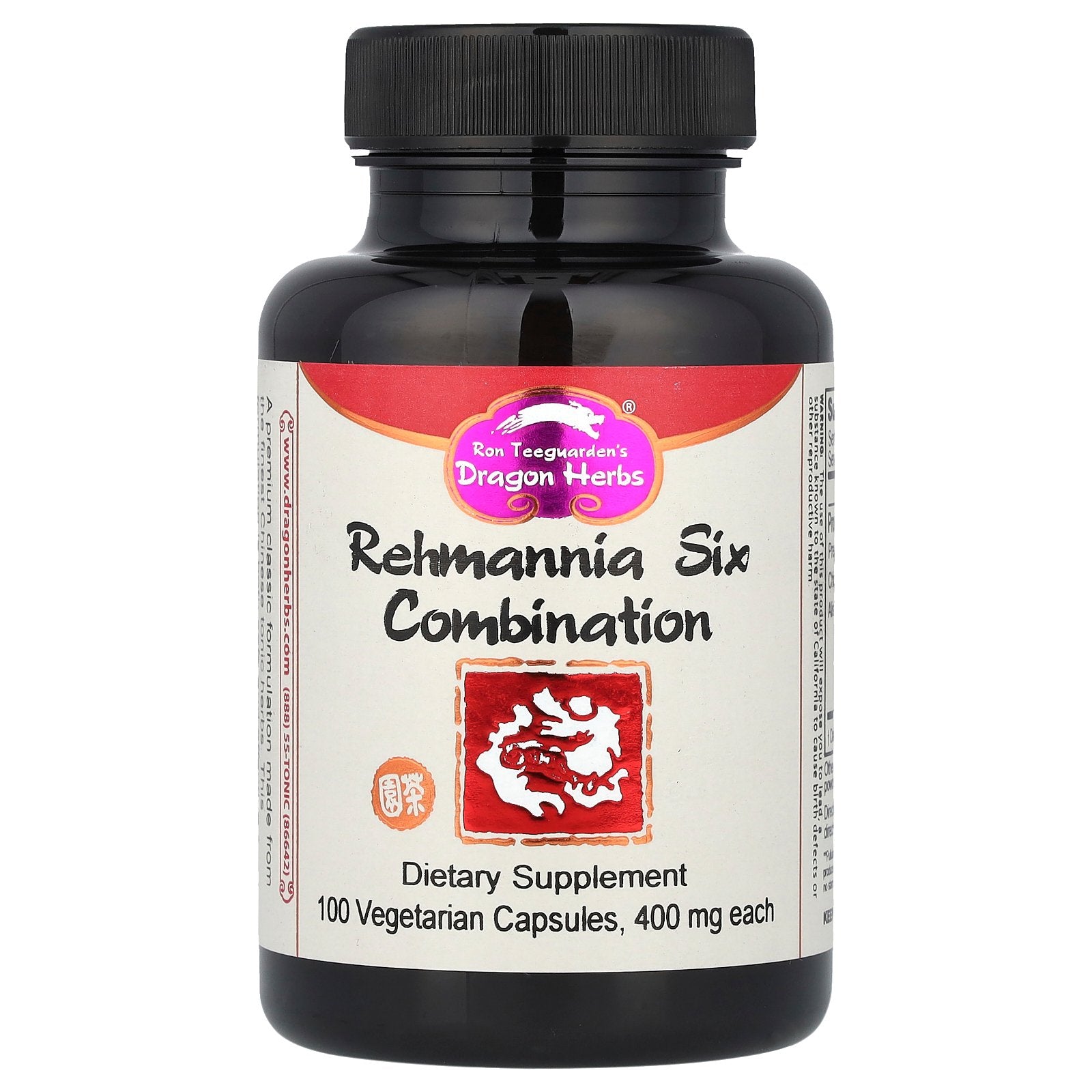 Dragon Herbs, Rehmannia Six Combination, 100 Vegetarian Capsules