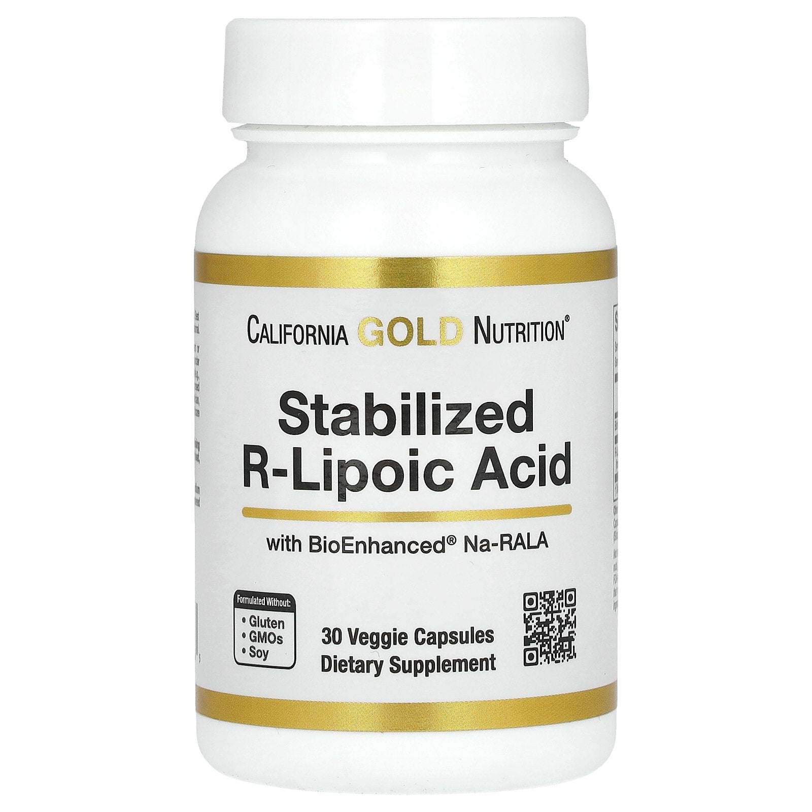 California Gold Nutrition, Stabilized R-Lipoic Acid with Biotin, 30 Veggie Capsules
