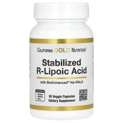 California Gold Nutrition, Stabilized R-Lipoic Acid with Biotin, 30 Veggie Capsules
