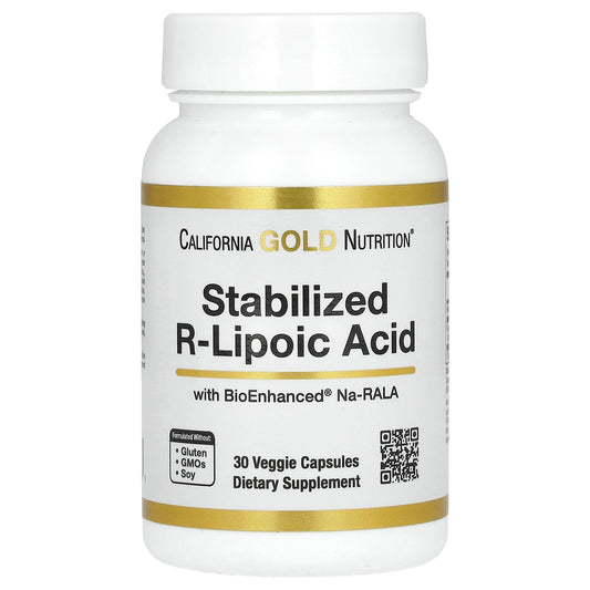 California Gold Nutrition, Stabilized R-Lipoic Acid with Biotin, 30 Veggie Capsules