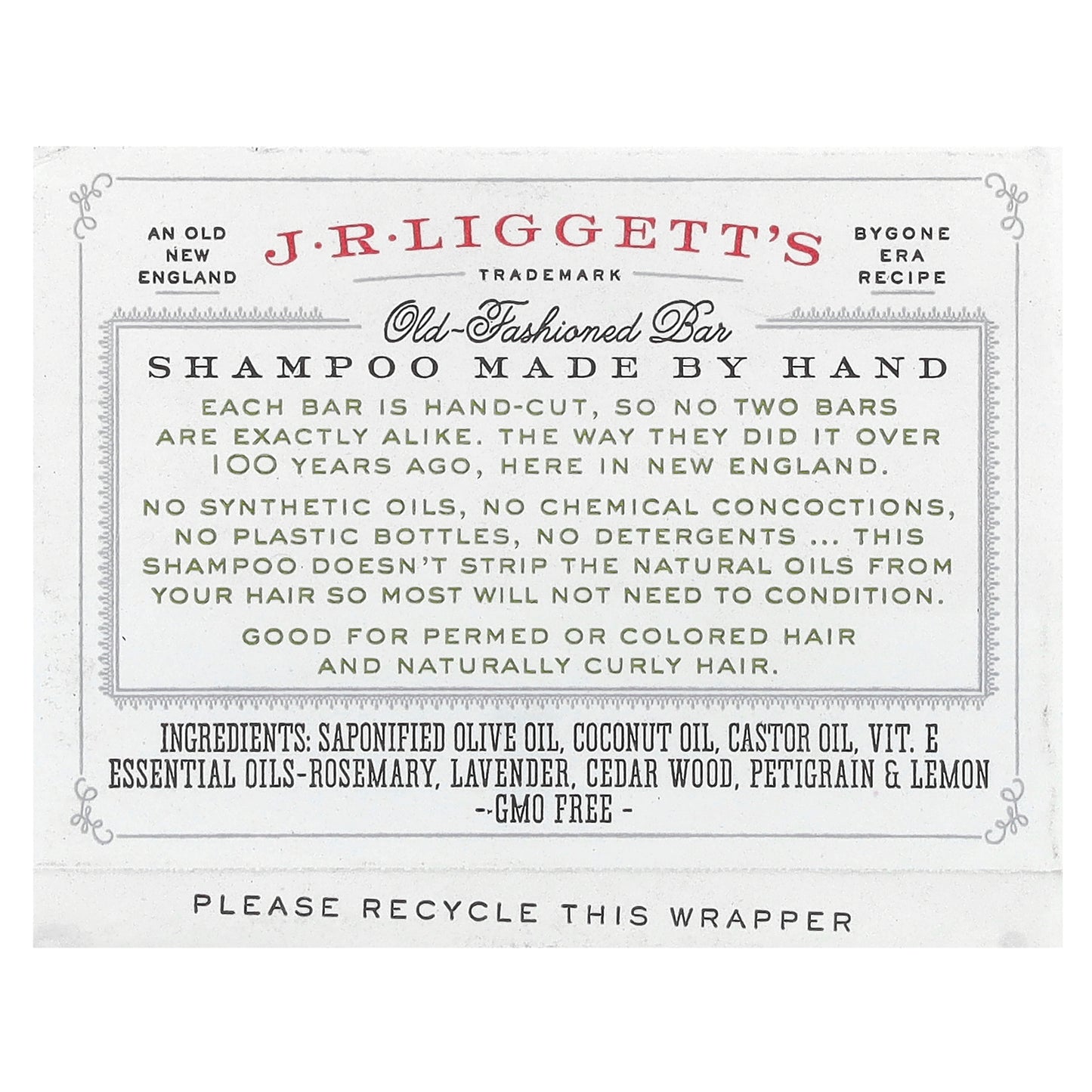 J.R. Liggett's, Old Fashioned Shampoo Bar, Herbal Formula, 3.5 oz (99 g)