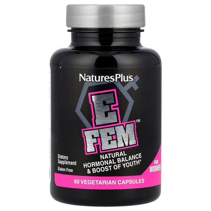 NaturesPlus, E Fem™ for Women, Natural Hormonal Balance & Boost of Youth, 60 Vegetarian Capsules