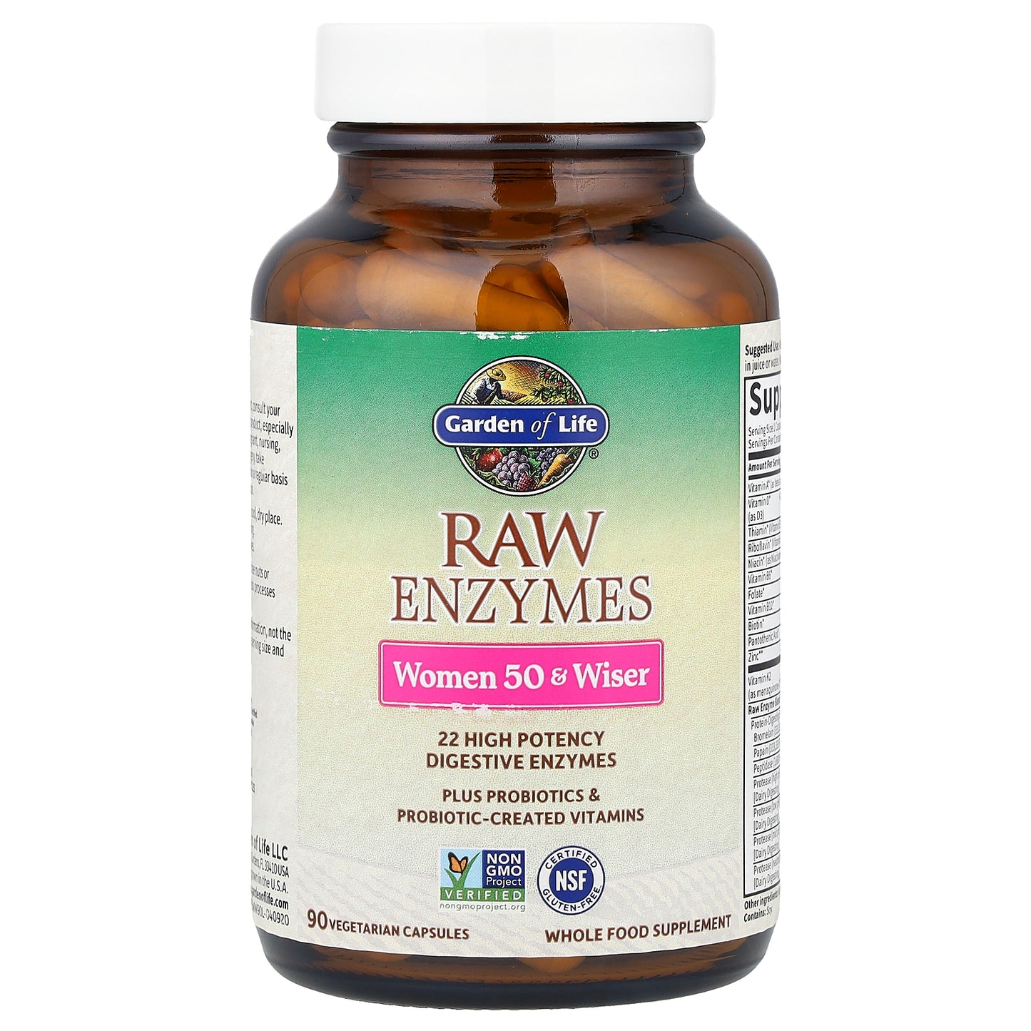 Garden of Life, RAW Enzymes, Women 50 & Wiser, 90 Vegetarian Capsules
