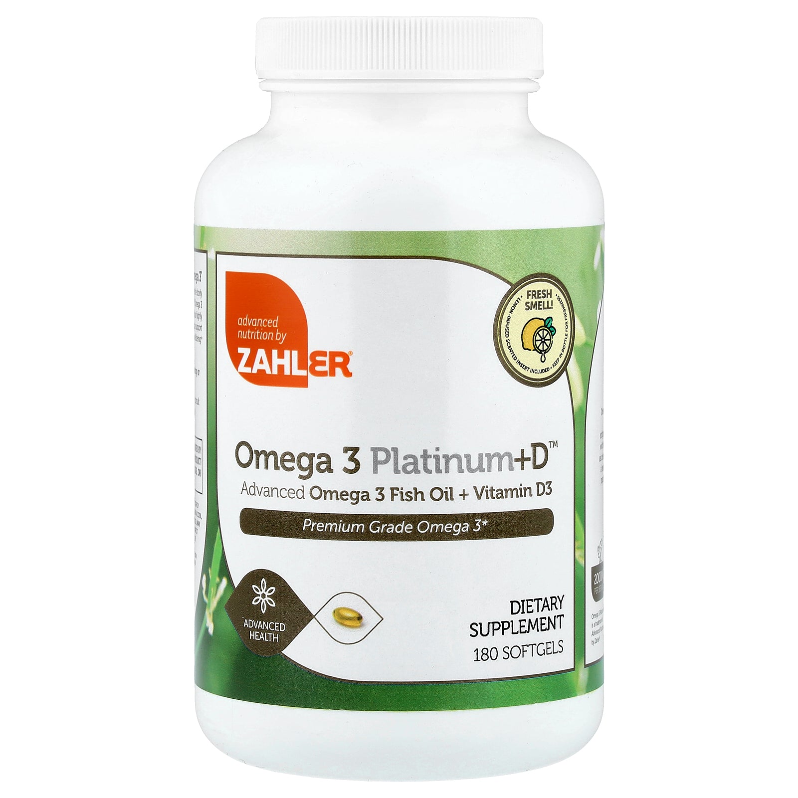 Zahler, Omega 3 Platinum+D™, Advanced Omega 3 Fish Oil + Vitamin D3, 180 Softgels