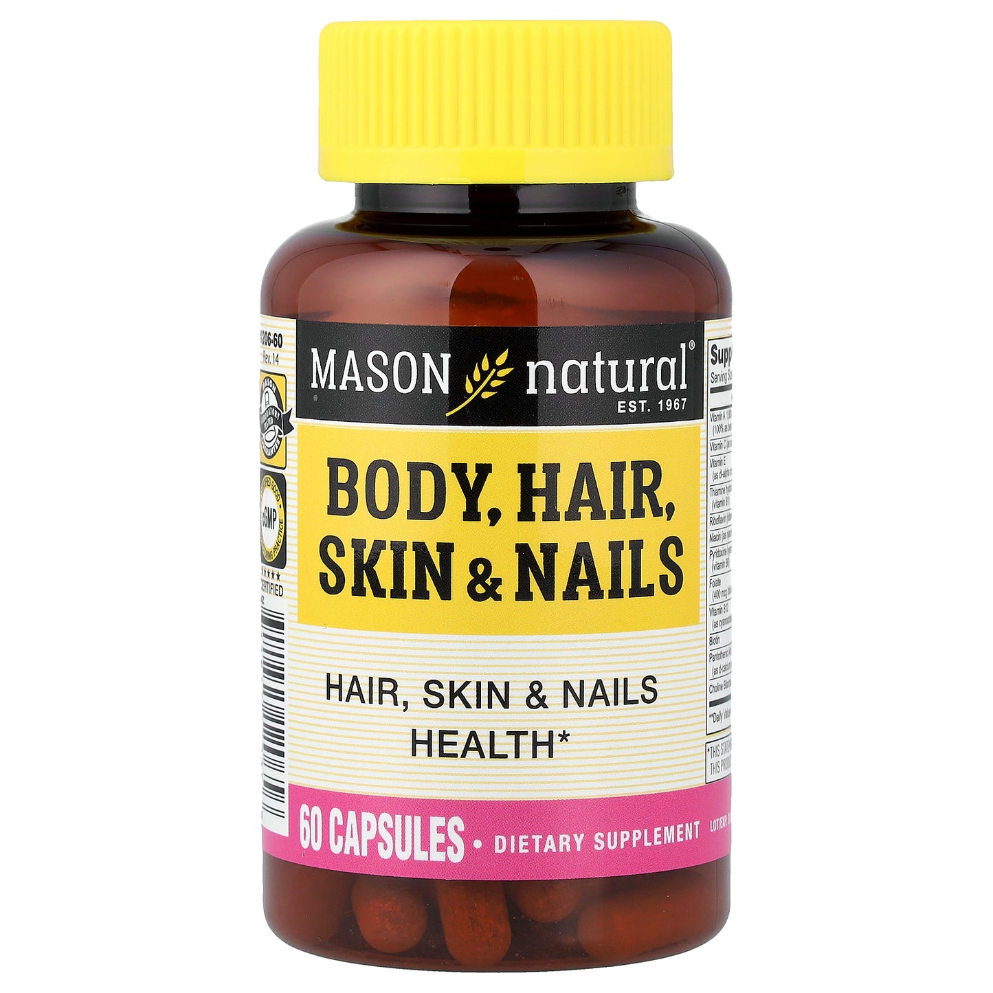 Mason Natural, Body, Hair, Skin & Nails, 60 Capsules