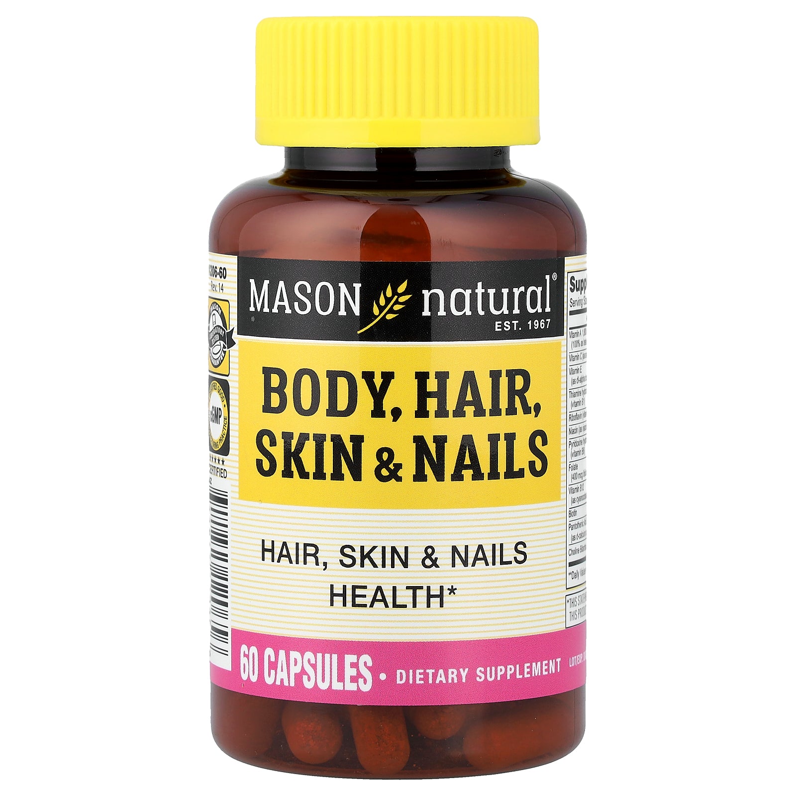 Mason Natural, Body, Hair, Skin & Nails, 60 Capsules