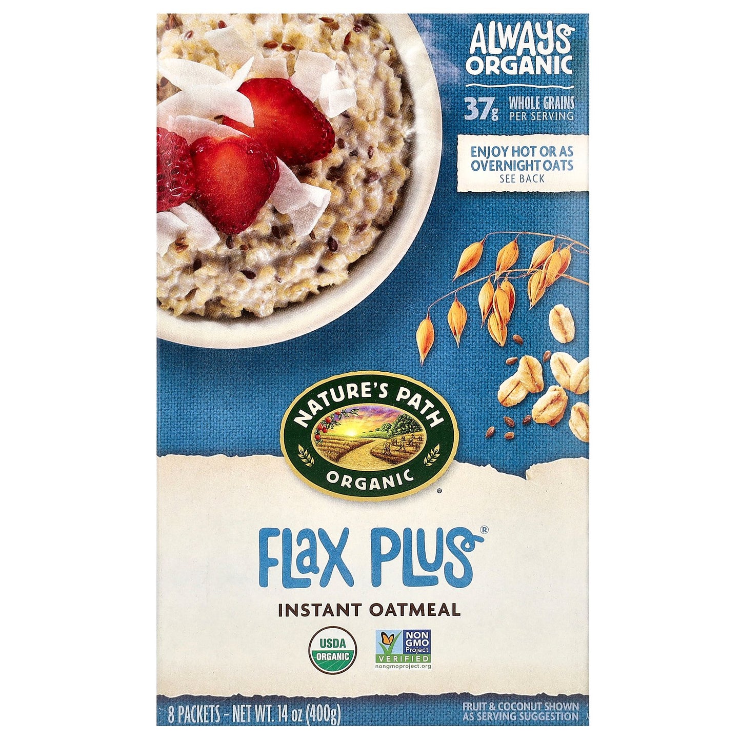 Nature's Path, Organic Instant Oatmeal, Flax Plus, 8 Packets, 14 oz (400 g)