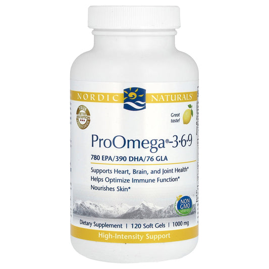 Nordic Naturals, ProOmega 3-6-9, Lemon, 1,000 mg, 120 Soft Gels (500 mg per Capsule)