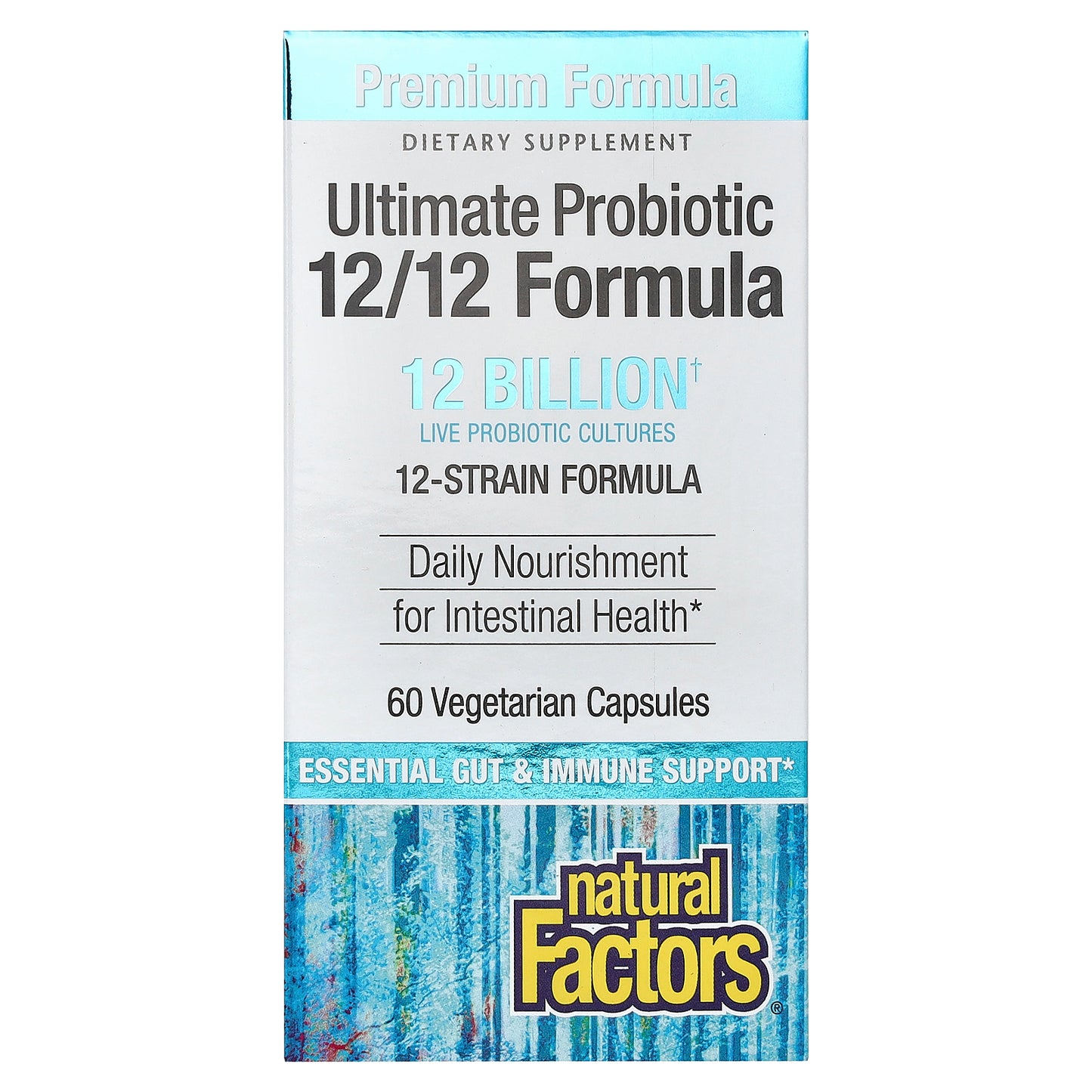 Natural Factors, Ultimate Probiotic, 12/12 Formula, 12 Billion, 60 Vegetarian Capsules