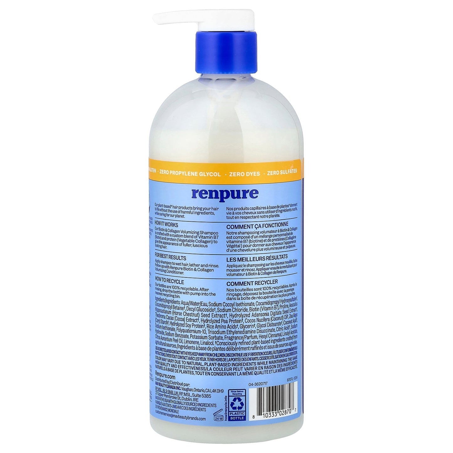 Renpure, Volumizing Shampoo, Biotin & Collagen, 24 fl oz (710 ml)