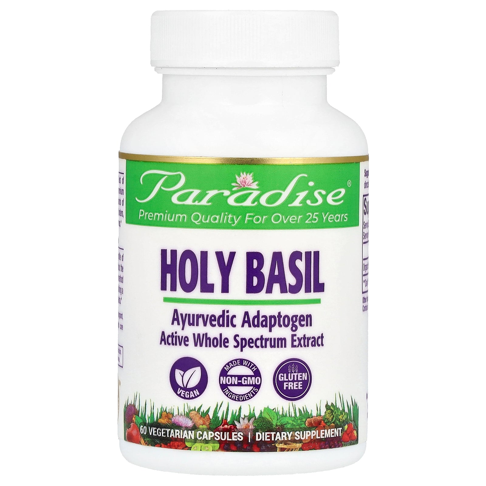 Paradise Herbs, Holy Basil, 60 Vegetarian Capsules