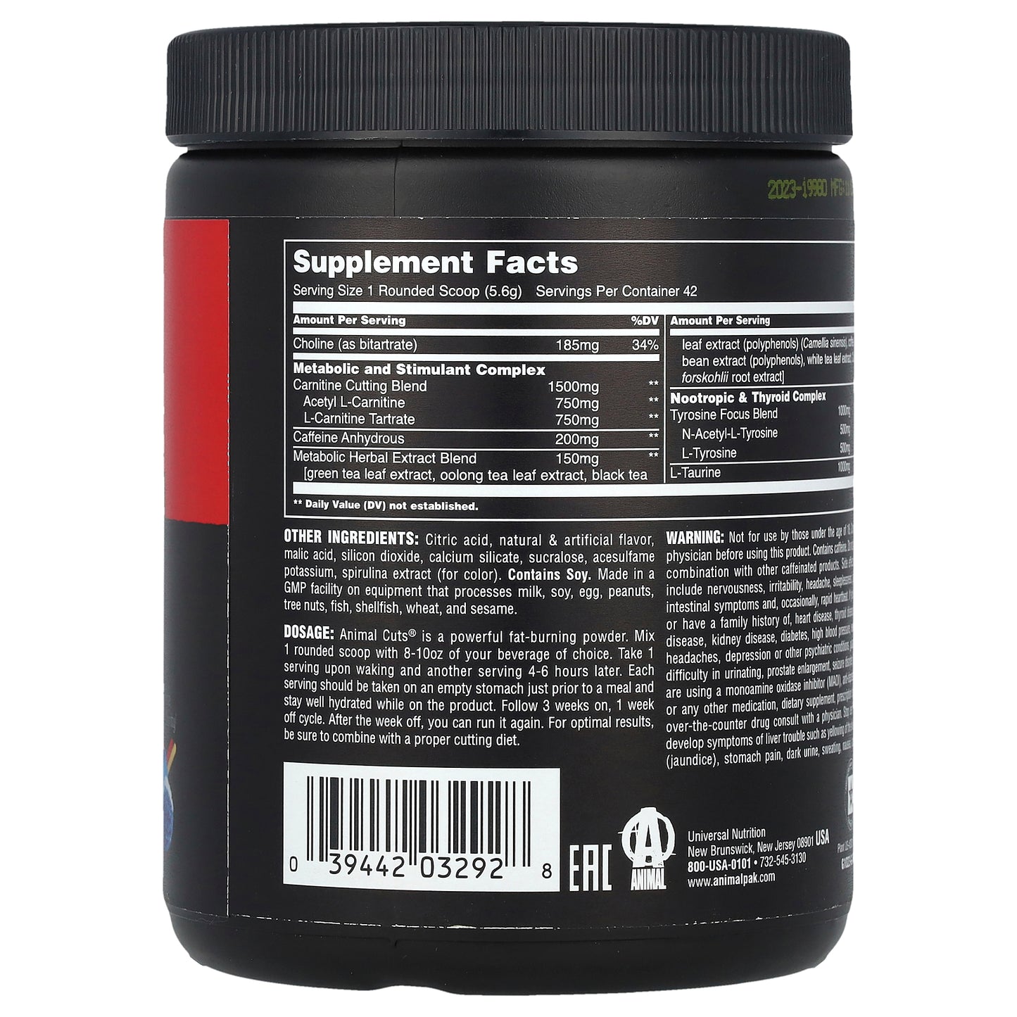 Animal, Advanced Cuts® Powder, Blue Ice Pop, 8.2 oz (235.2 g)