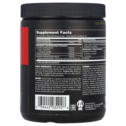 Animal, Advanced Cuts® Powder, Blue Ice Pop, 8.2 oz (235.2 g)