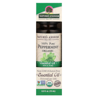 Nature's Answer, 100% Pure Organic Essential Oil, Peppermint, 0.5 fl oz (15 ml)