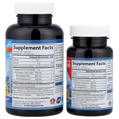 Carlson, Elite Omega-3 Plus D & K, Natural Lemon, 90 Soft Gels