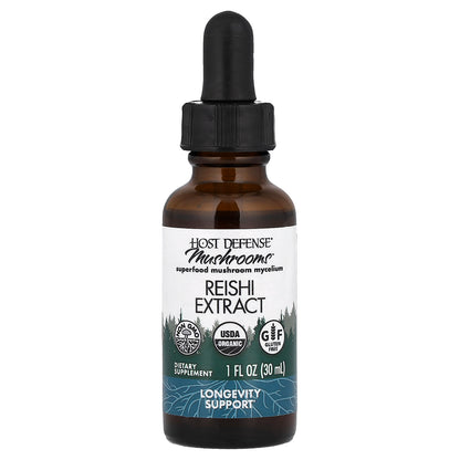 Host Defense, Mushrooms™, Organic Reishi Extract, 1 fl oz (30 ml)