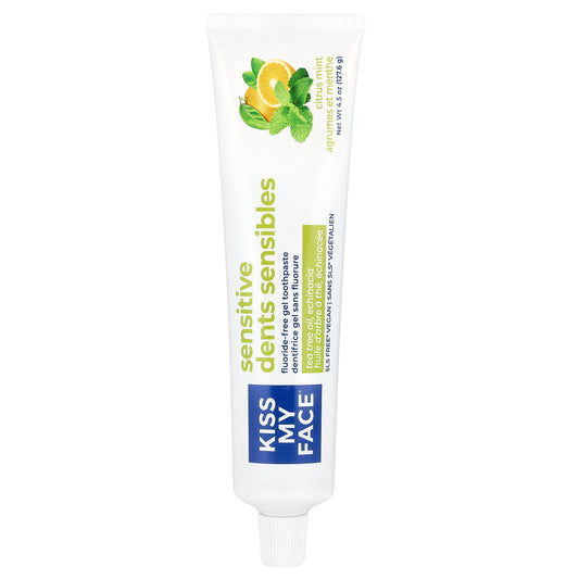 Kiss My Face, Sensitive Fluoride-Free Gel Toothpaste, Citrus Mint , 4.5 oz (127.6 g)