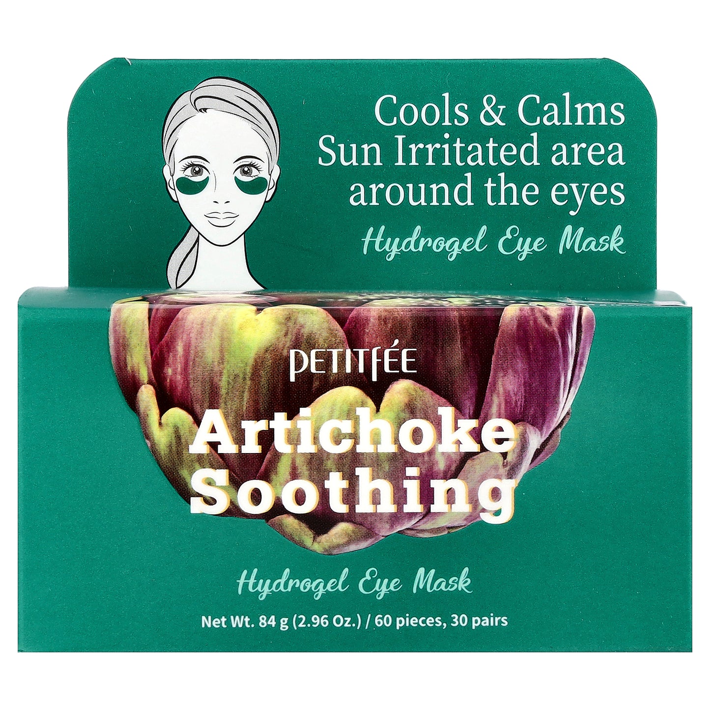 Petitfee, Artichoke Soothing, Hydrogel Eye Mask, 60 Patches, 2.96 oz (84 g)