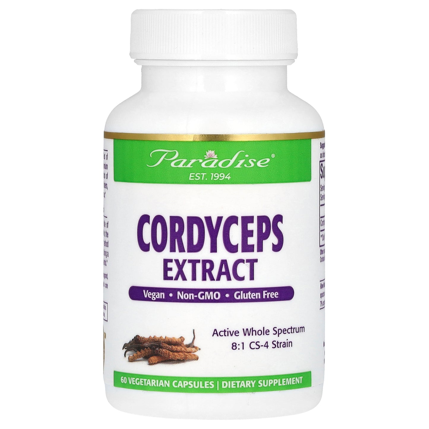 Paradise Herbs, Cordyceps Extract, 60 Vegetarian Capsules