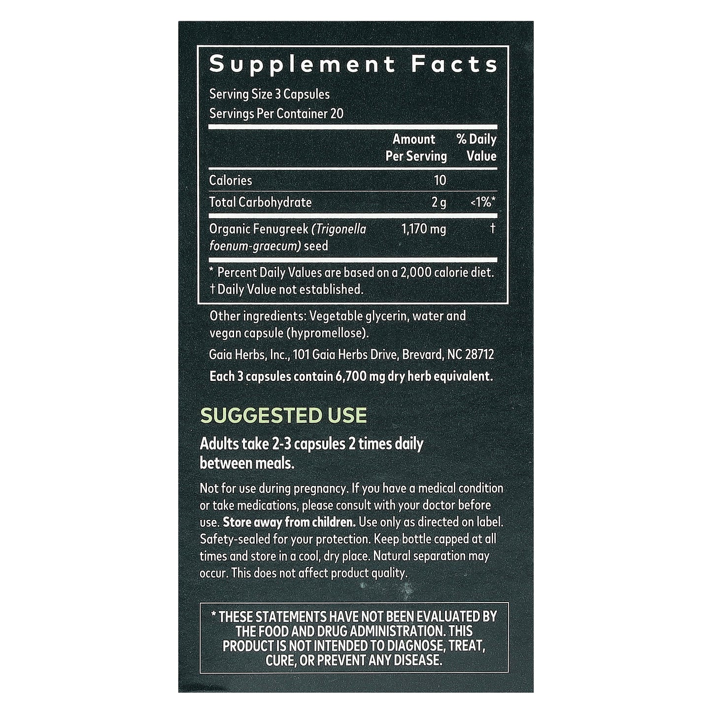 Gaia Herbs, Fenugreek Seed for Women, 60 Vegan Liquid Phyto-Caps (390 mg per Capsule)