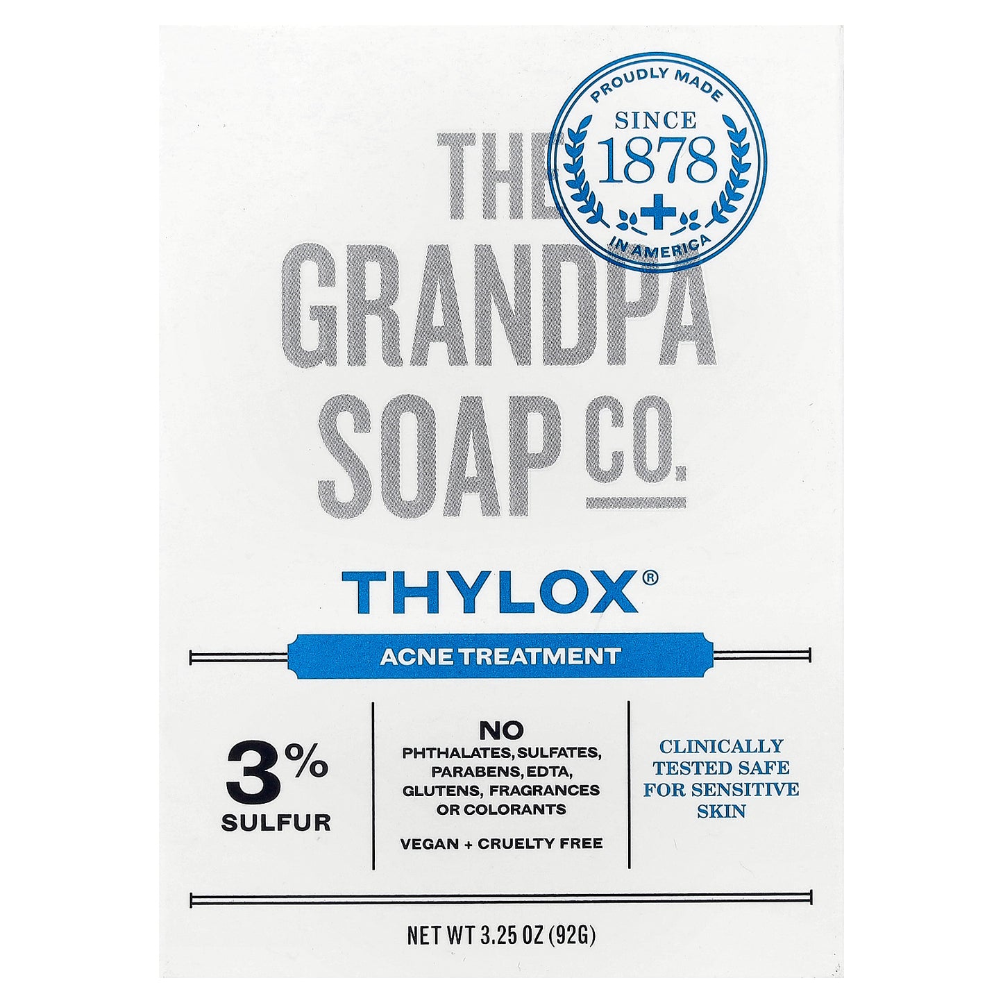 The Grandpa Soap Co., Face & Body Bar Soap, Thylox® Acne Treatment, 3.25 oz (92 g)