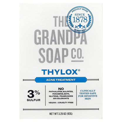 The Grandpa Soap Co., Face & Body Bar Soap, Thylox® Acne Treatment, 3.25 oz (92 g)
