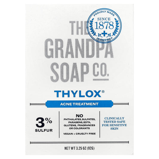 The Grandpa Soap Co., Face & Body Bar Soap, Thylox® Acne Treatment, 3.25 oz (92 g)