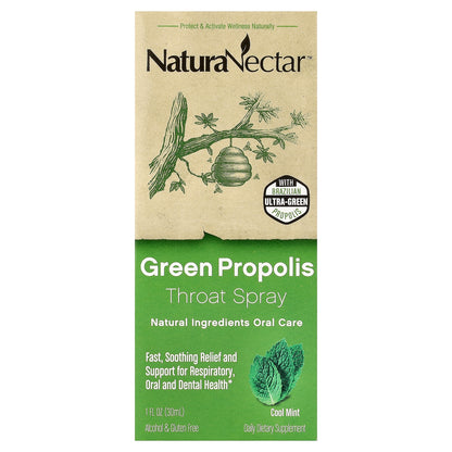 NaturaNectar, Green Propolis Throat Spray, Age 2yrs+, Cool Mint, 1 fl oz (30 ml)