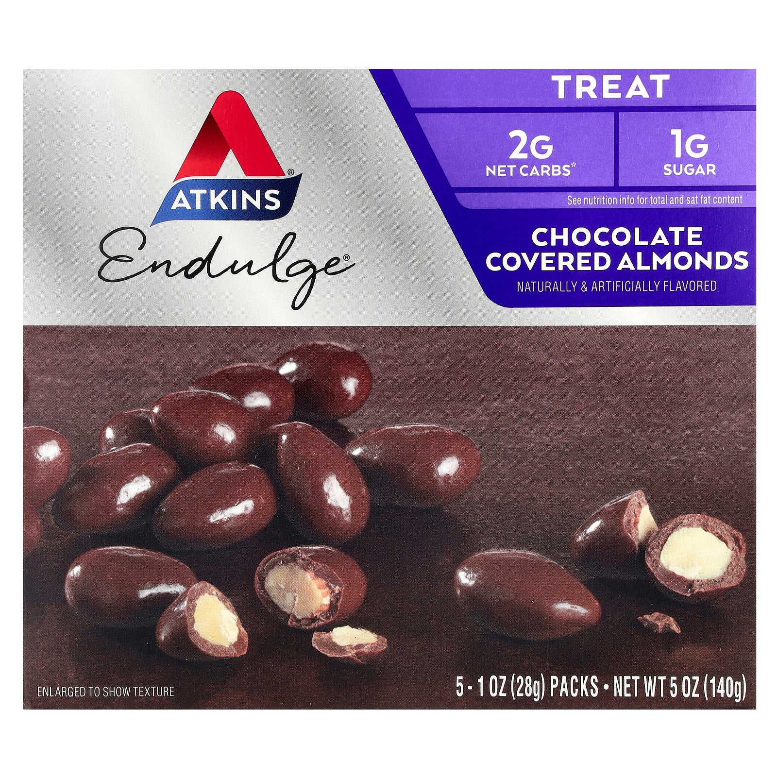 Atkins, Endulge®, Chocolate Covered Almonds, 5 Packs, 1 oz (28 g) Each